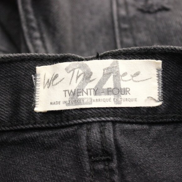 nwt FREE PEOPLE We The Free High-Rise Distressed Denim Shorts in Black, Size 24 - Picture 7 of 9